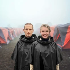 Beklædning|Campingudstyr|Regnponcho unisex Sort