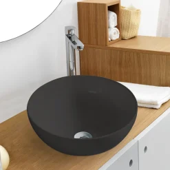 Håndvaske|Rund porcelænsvask fritstående/topmonteret Ø40 cm Sort