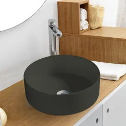 Håndvaske|Rund porcelænsvask fritstående/topmonteret Ø36 cm Sort