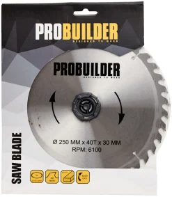 Probuilder Savblade & -Klinger|Rundsavsklinge Ø250 x 30 mm - 40T -