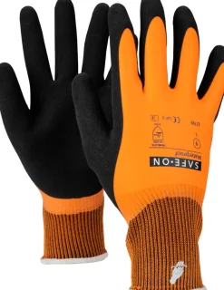 Safe-On Arbejdshandsker|vandtætte arbejdshandsker sort/orange str. 7