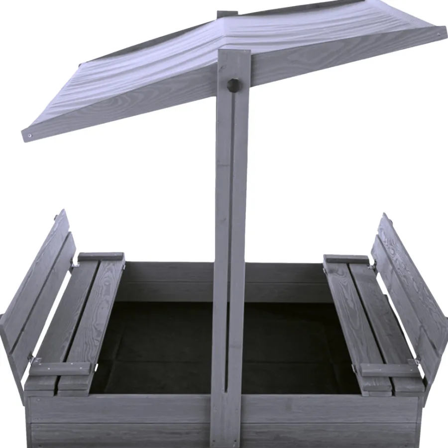 Nordic Play Sandkasser & Legehuse|Sandkasse m/tag og bænk grå 120 x 120 cm - Grå (grundmalet)