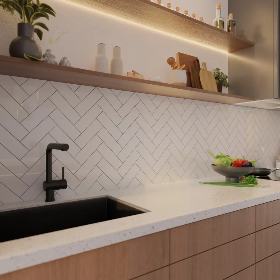 SCG Fliser & Klinker|Brava Gloss fliser hvid 60 × 216 mm 76 stk. Hvid med glaseret finish