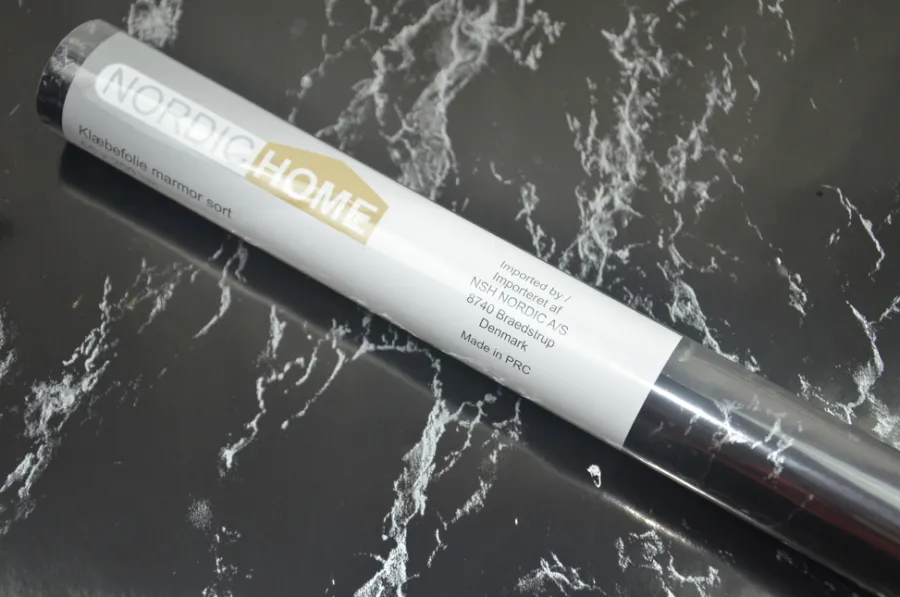 Nordic Home Selvklæbende Folie|Selvklæbende folie marmor sort - 65 x 200 cm sort marmor