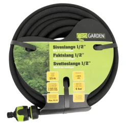 Garden® Haveslanger & Tilbehør|Siveslange 1/2" m/2 lux koblinger 15 meter -