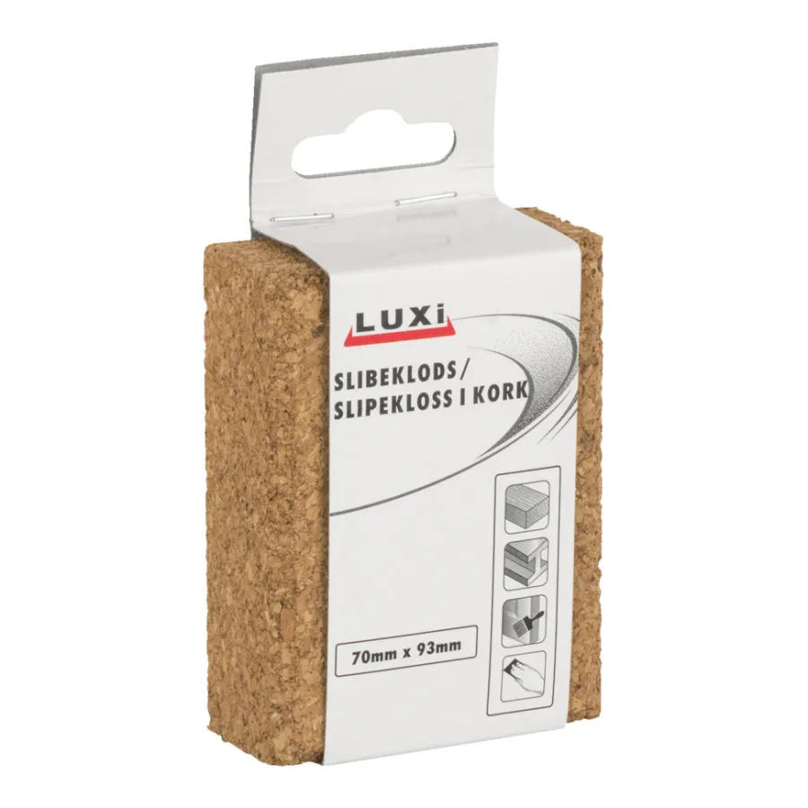 LUXI® Sandpapir|Slibeklods i kork – 93 x 70 x 30 mm -