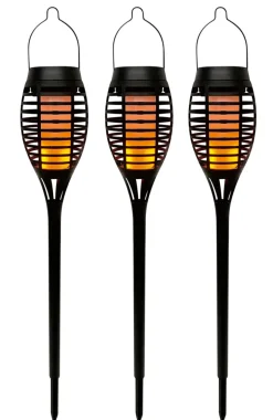 Garden® Sæsonafslutning|Solcellelamper|Solar 3-i-1 flammefakler LED 50 cm 3-pk. - Sort
