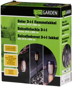 Garden® Sæsonafslutning|Solcellelamper|Solar 3-i-1 flammefakler LED 50 cm 3-pk. - Sort