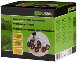 Garden® Sæsonafslutning|Dekorativ Belysning - Udendørs|Solar lyskæde med flammeeffekt 4,1 meter - Sort