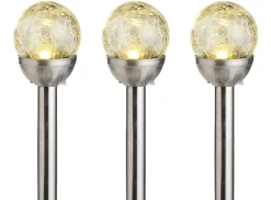 Garden® Sæsonafslutning|Solcellelamper|Solcellelamper Ø8 x H34 cm 3-pk. - Sølv