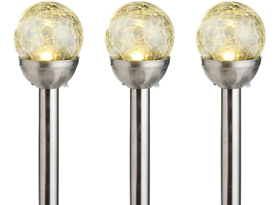 Garden® Sæsonafslutning|Solcellelamper|Solcellelamper Ø8 x H34 cm 3-pk. - Sølv