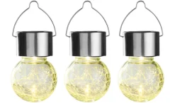 Garden® Sæsonafslutning|Solcellelamper|Solcellepære glas/metal Ø6 cm 3-pk. - Sølv