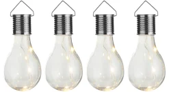Garden® Sæsonafslutning|Solcellelamper|Solcellepærer plast Ø7,5 cm 4-pk. - Sølv