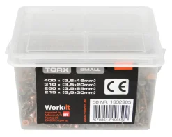 HOME it WORK Skruer|Spånpladeskruer elforzinket i boks small - 1185 stk.