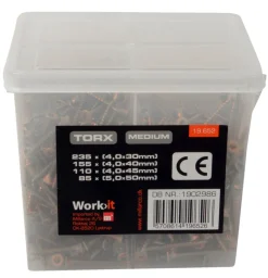 HOME it WORK Skruer|Spånpladeskruer elforzinket i boks medium - 585 stk.
