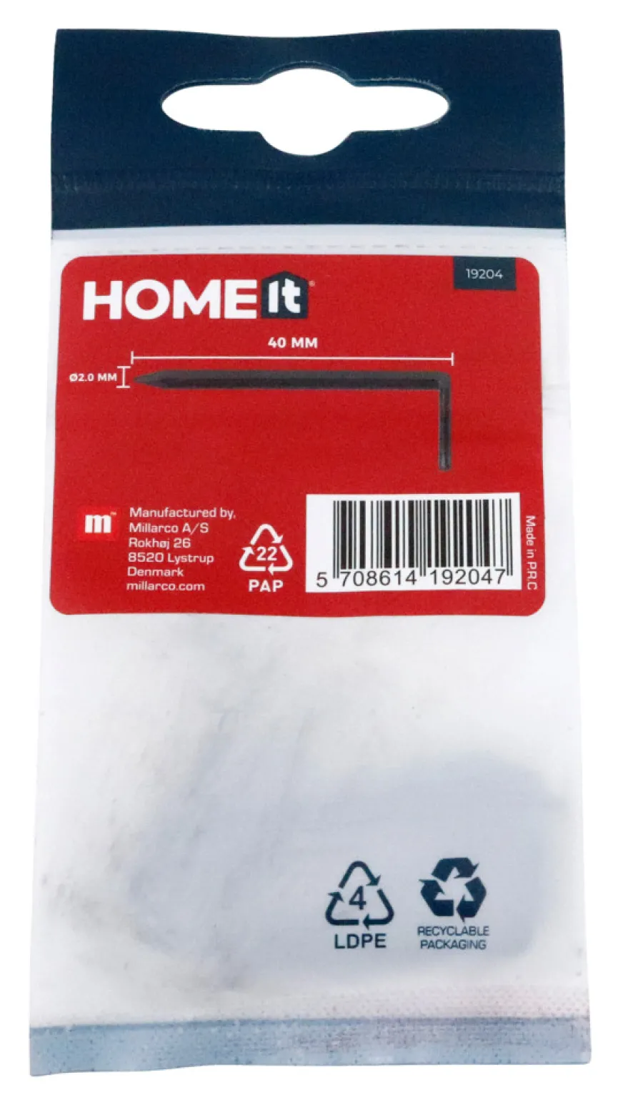 HOME it Søm|Stålhager 2 x 40 mm 10 stk.