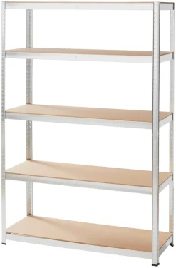 Arbejdsborde & Reoler|Stålreol galv. m/5 hylder - 120 x 180 x 45 cm