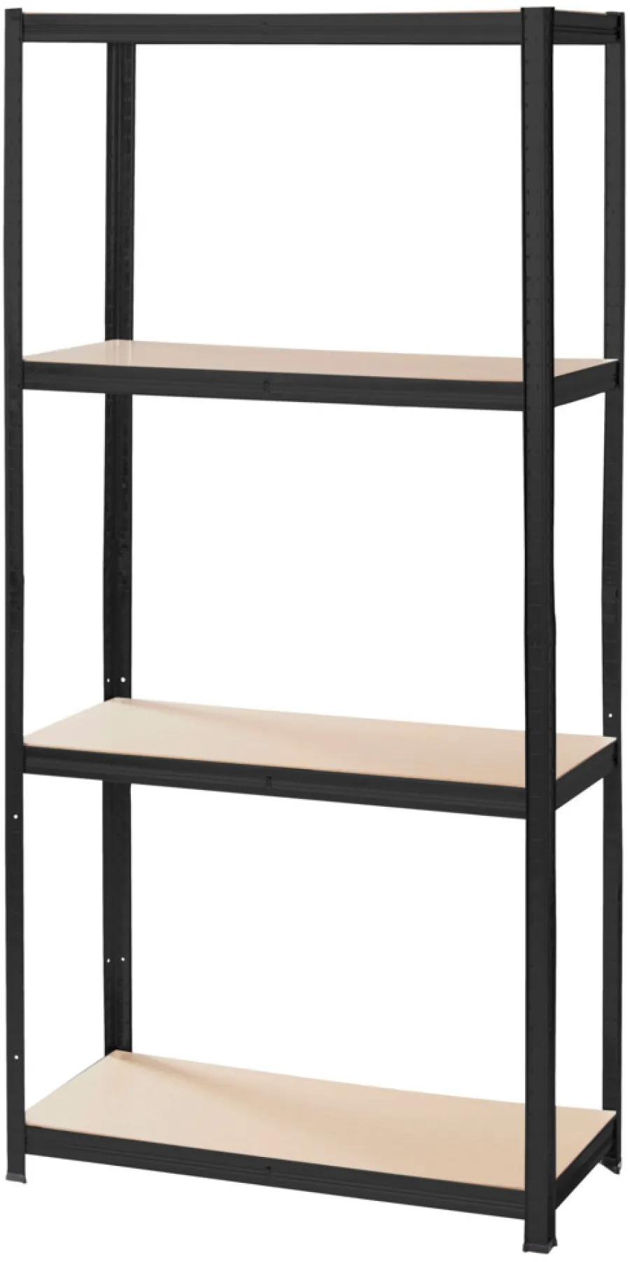 Arbejdsborde & Reoler|Stålreol sort m/4 hylder 90 x 190 x 40 cm