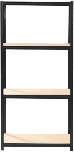 Arbejdsborde & Reoler|Stålreol sort m/4 hylder 90 x 190 x 40 cm
