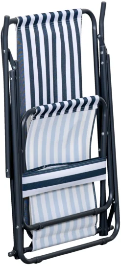 Sunlife® Sæsonafslutning|Havestole|Strandstol Albany i metal og polyester - Blå/hvid