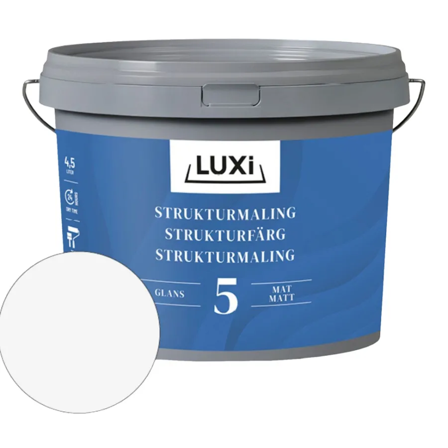 LUXI® Vægmaling|Strukturmaling 5 4,5 liter - Hvid