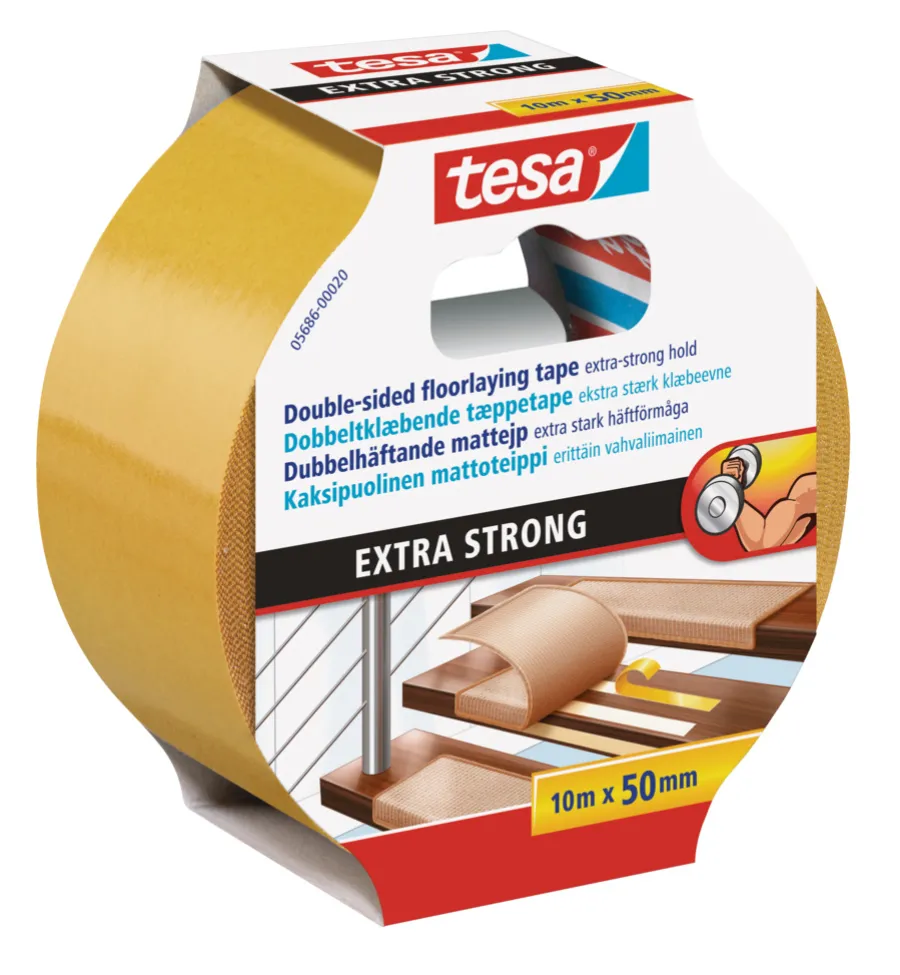 tesa® Tape|Tilbehør Til Gulv, Loft Og Vægge|Extra Strong tæppetape 50 mm x 10 meter