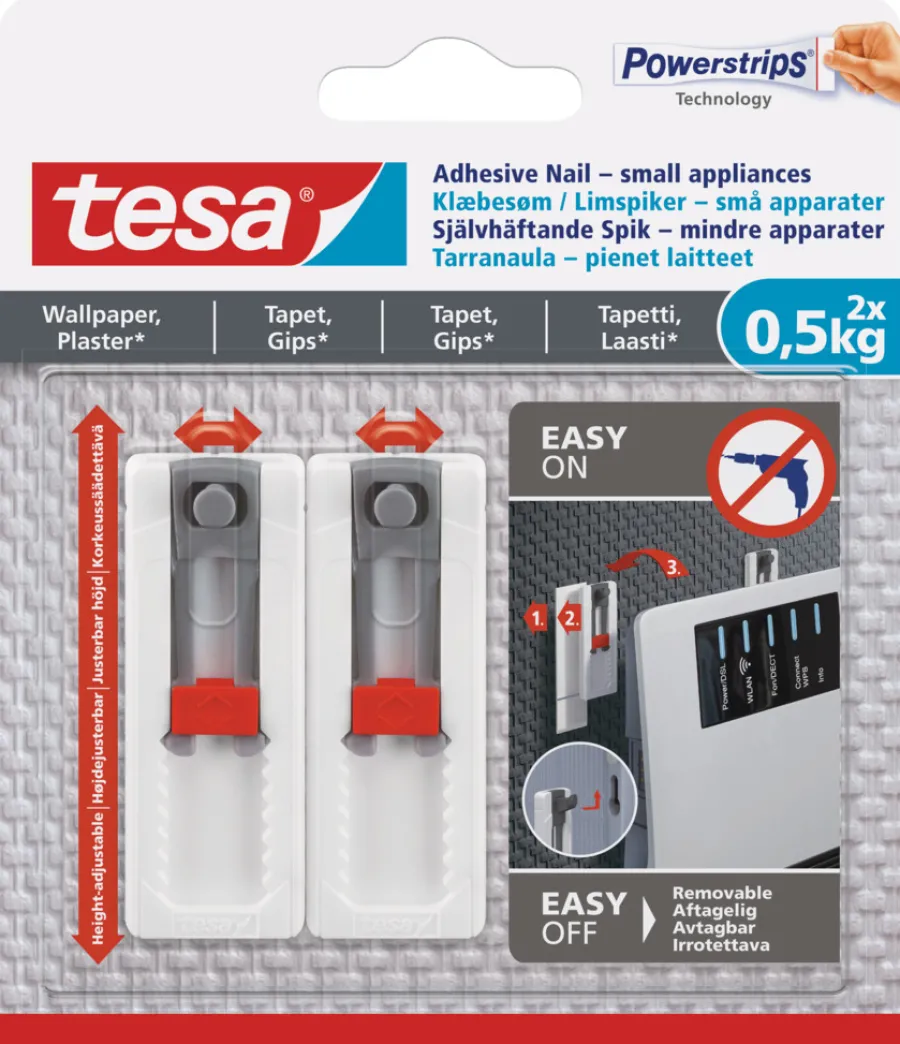 tesa® Klæbesøm|klæbesøm justerbar t/tapet og gips 0,5 kg - 2 stk.