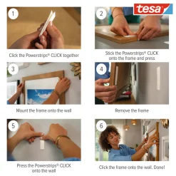 tesa® Klæbesøm|Powerstrips Click Medium 4 par