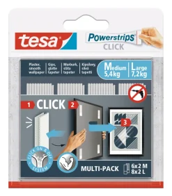tesa® Klæbesøm|Powerstrips Click Multi Medium/Large 14 par