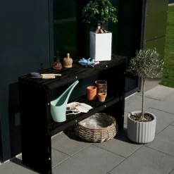 Planteborde & Højbede|Øvrige Havemøbler|Tralle plantebord 115 x 32 x 80 cm Sort