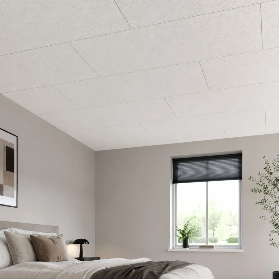 Loftbeklædning|Træbeton K5 hvid 600 x 1200 mm Hvid (akrylmaling. RAL 9010)