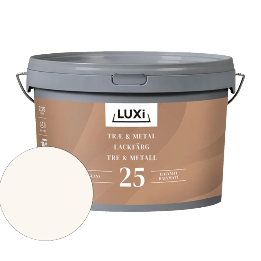 LUXI® Træ- & Metalmaling|Træ & Metal 25 hvid 2,25 liter - Hvid (NCS-kode S0502-Y)