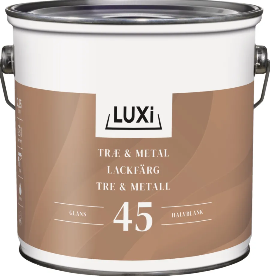 LUXI® Metalmaling Udendørs|Træ- & Metalmaling|Træ & Metal 45 olie 2,25 liter - Hvid