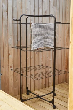 Tørrestativer|Tørrestativ m/hjul 70 x 70 x 133 cm Sort