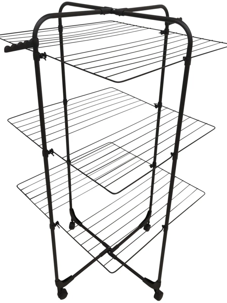 Tørrestativer|Tørrestativ m/hjul 70 x 70 x 133 cm Sort