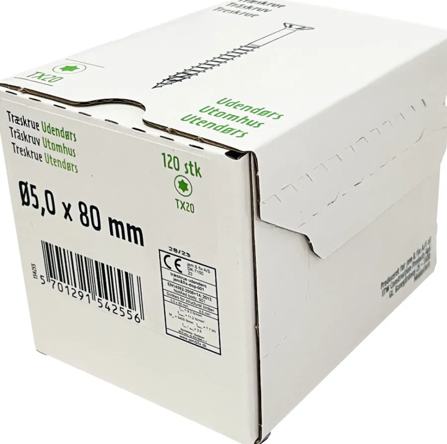 Skruer|Universalskrue Basic 5,0 x 80 mm 120 stk.