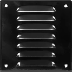 Ventilation|Vægrist med net 170 x 170 mm - metal Sort