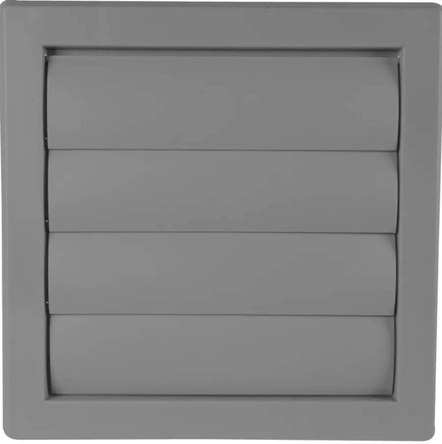 Ventilation|Vægrist med vindstop 19 x 19 cm - Grå