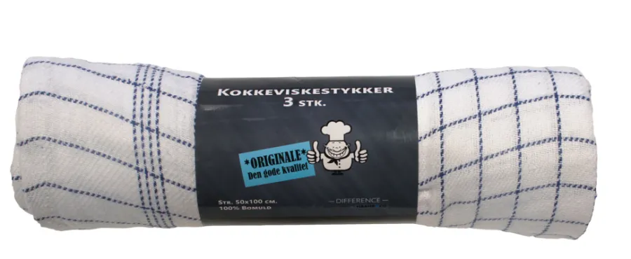 G. Funder Rengøringsartikler|Køkkenudstyr|Viskestykke 50 x 100 cm - 3-pk. - Blåternet