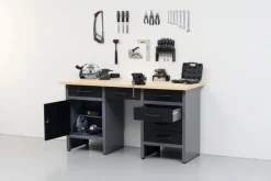 Arbejdsborde & Reoler|Værkstedsbord med skab/skuffer 160 x 60 x 85 cm